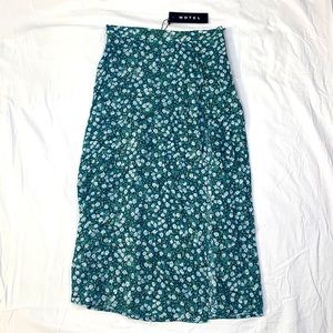 Motel Rocks Green Floral Midi Skirt
